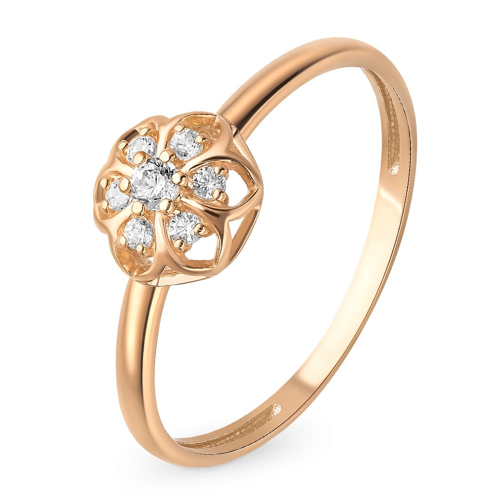 

Кольцо женское из красного золота с фианитом 585Gold 301011125, р, 301011125