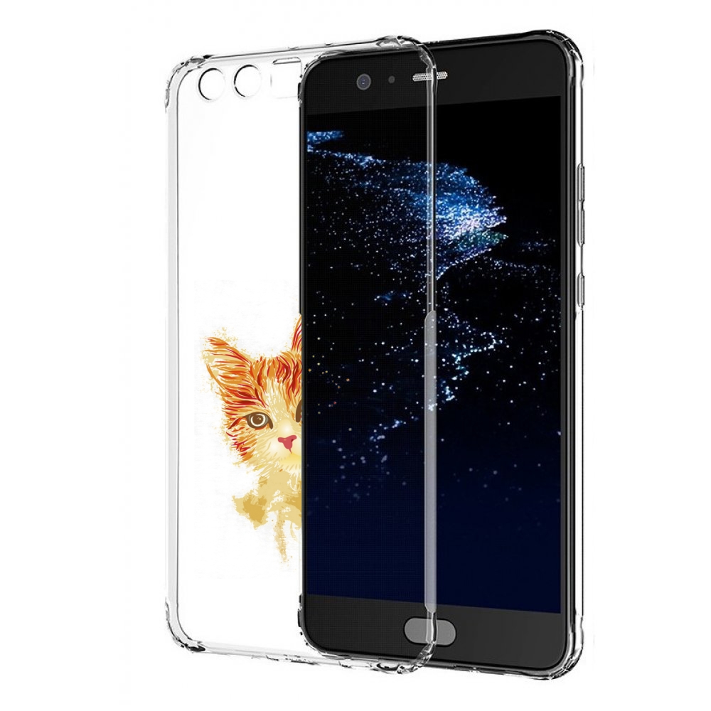 

Чехол бампер MyPads рыжий кот для Huawei P10 Plus противоударный, Прозрачный, Tocco