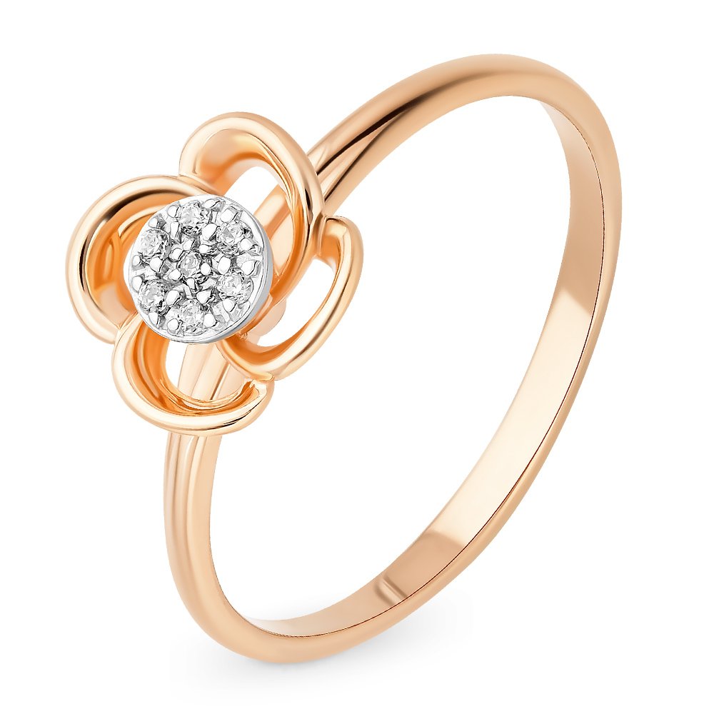 

Кольцо женское из красного золота с фианитом 585Gold 301011117, р, 301011117