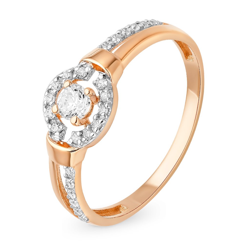 

Кольцо женское из красного золота с фианитом 585Gold 301010991, р, 301010991