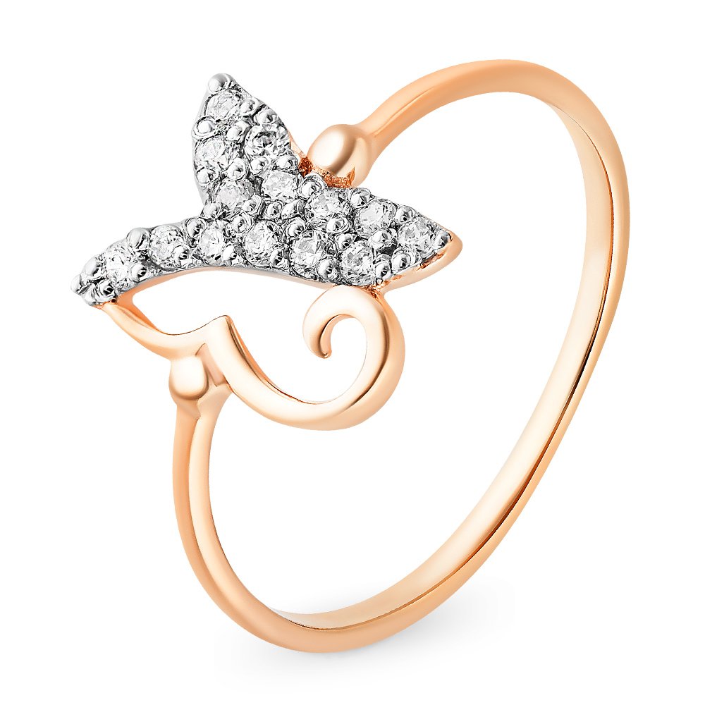 

Кольцо женское из красного золота с фианитом 585Gold 301010948, р, 301010948