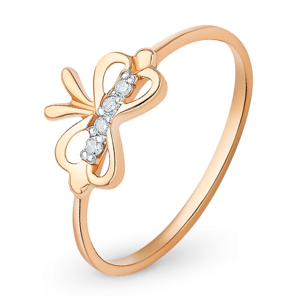 

Кольцо женское из красного золота с фианитом 585Gold 301010960, р, 301010960