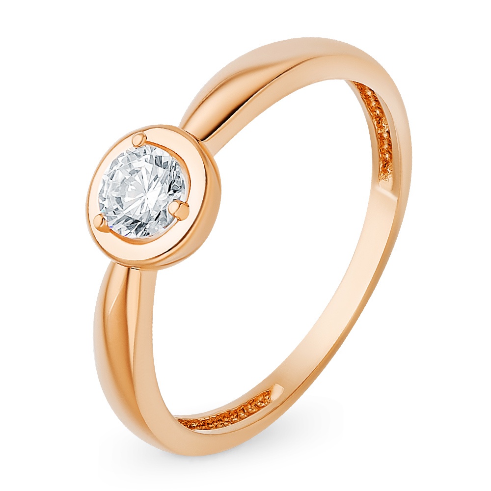 

Кольцо женское из красного золота с фианитом 585Gold 301010946, р, 301010946