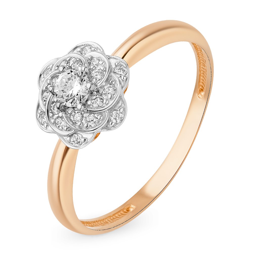 

Кольцо женское из красного золота с фианитом 585Gold 301010943, р, 301010943