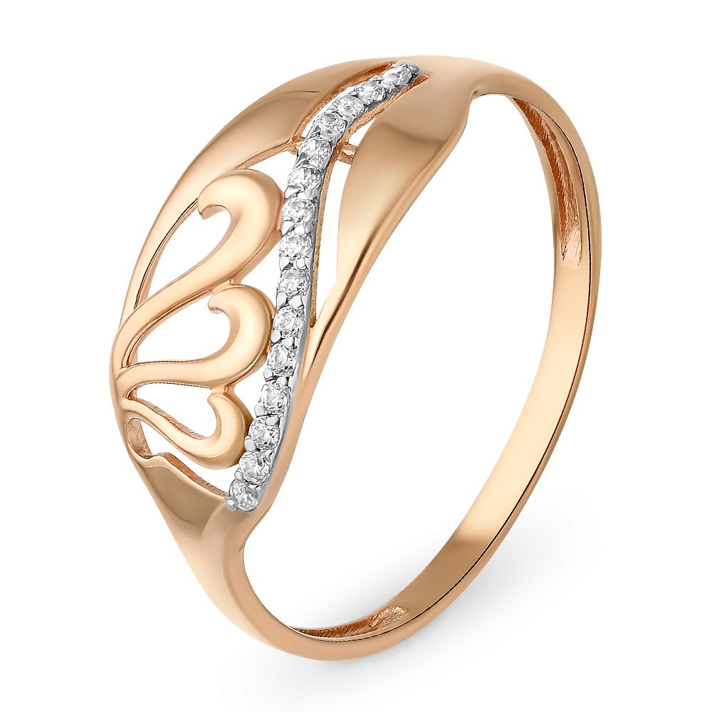

Кольцо женское из красного золота с фианитом 585Gold 301010951, р, 301010951