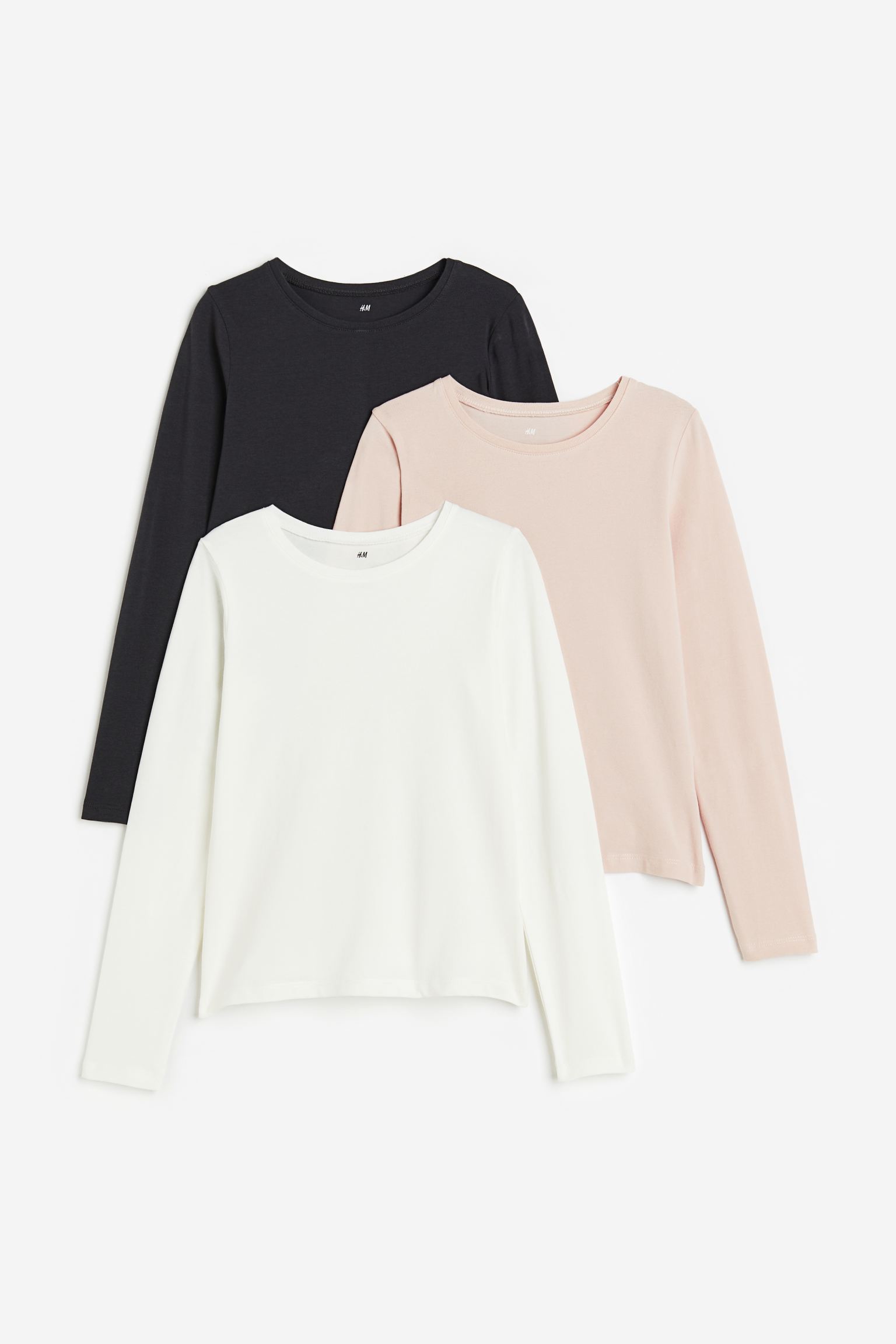 

Комплект из 3 лонгсливов H&M 158/164 розовый/белый/темно-серый (доставка из-за рубежа), Розовый;белый;серый, 0854793