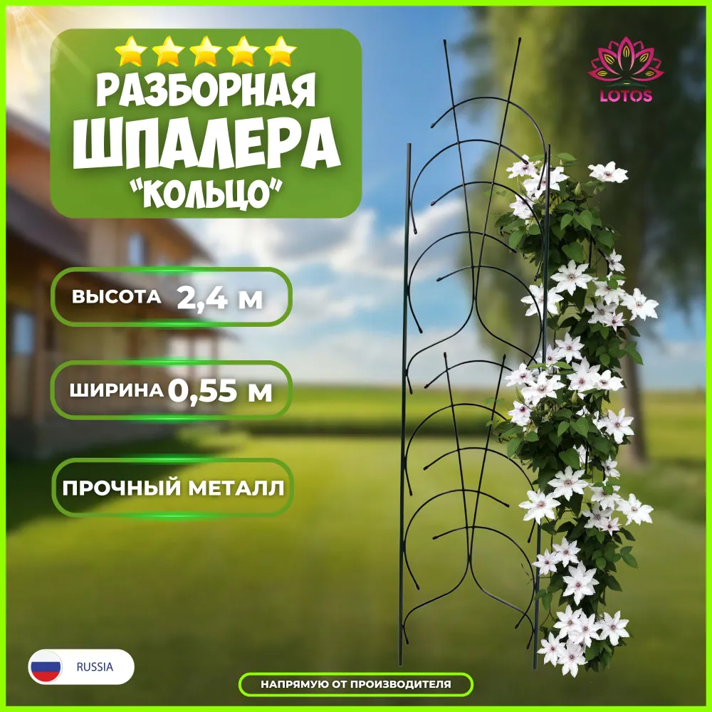 Шпалера садовая для вьющихся растений LOTOS Кольцо 240 см, металл, зеленая