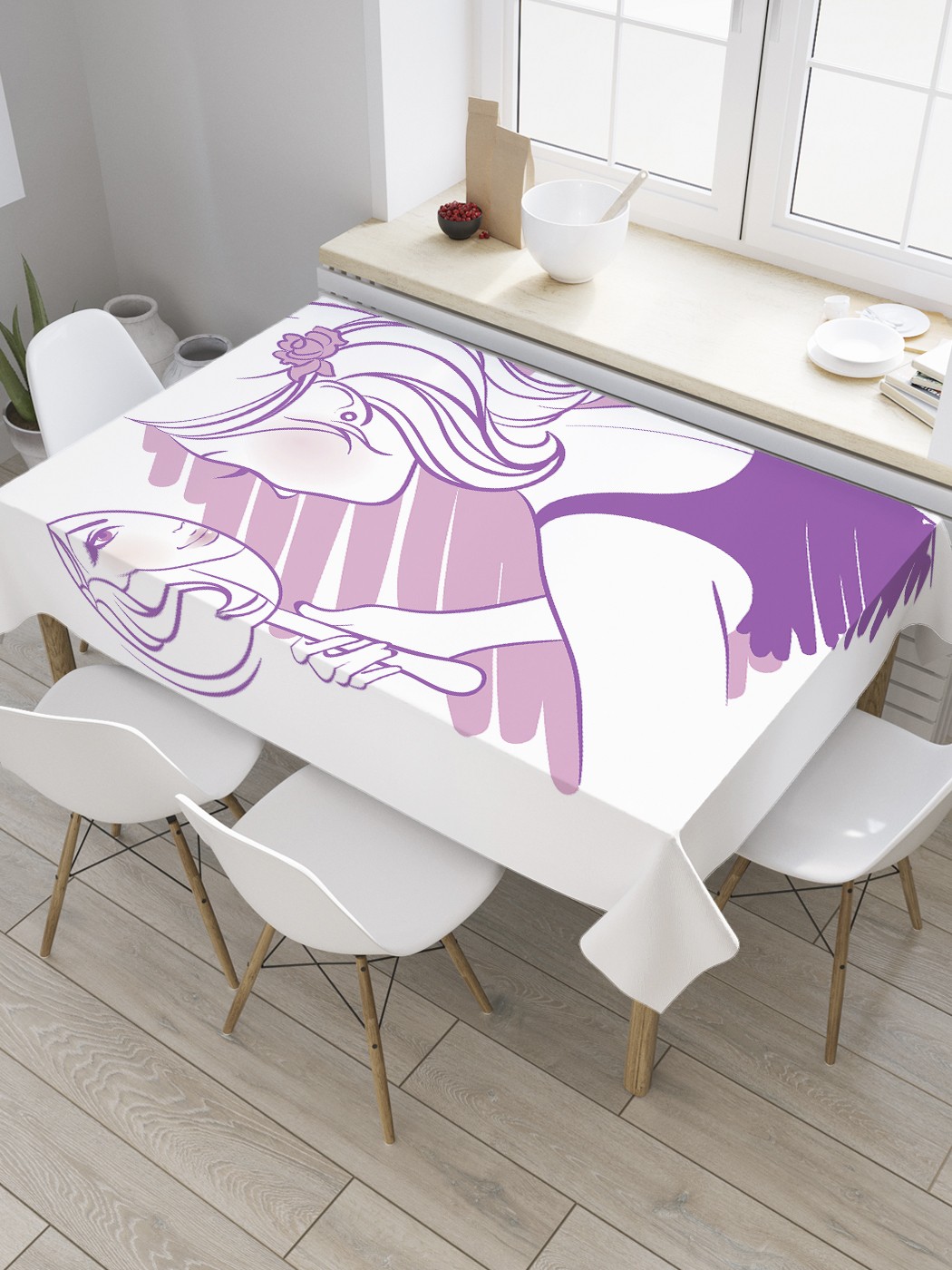 

Скатерть прямоугольная JoyArty "Отражение Близнецов" из сатена, 120x145 см, Фиолетовый, Отражение Близнецов