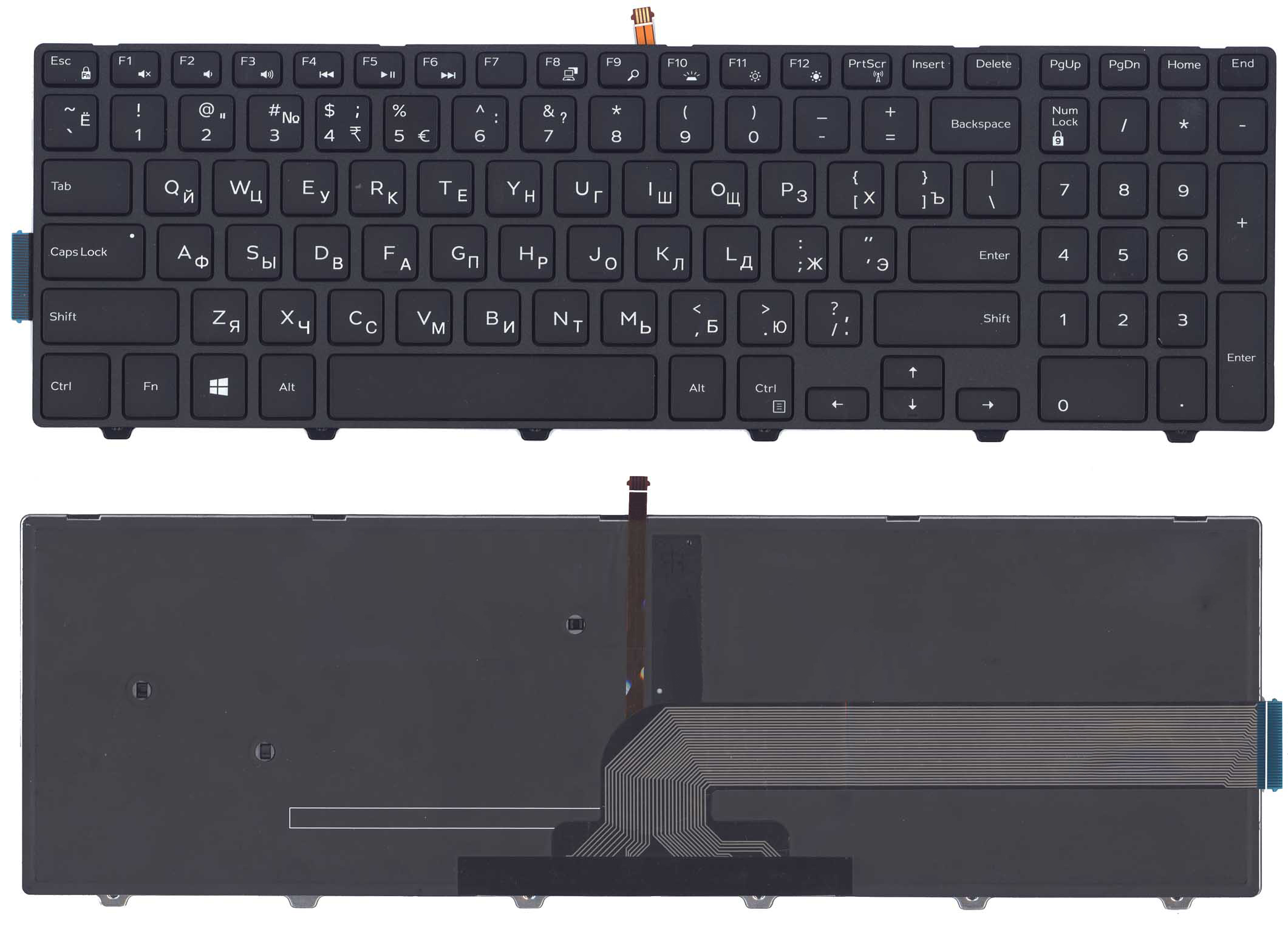 

Клавиатура для ноутбука Dell Inspiron 15-3000 15-5000 5547 5521 5542 черная с подсветкой