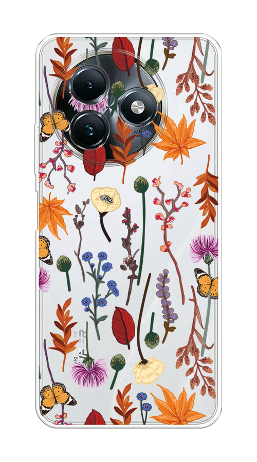 

Чехол на Itel S24 "Orange Purple flowers", Оранжевый;красный;розовый;желтый;прозрачный, 3202050-1