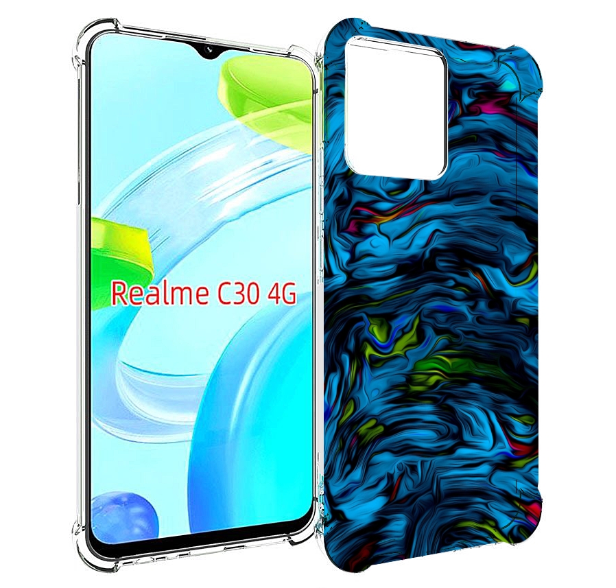 

Чехол MyPads голубая краска в темноте для Realme C30 4G / Narzo 50i Prime, Прозрачный, Tocco