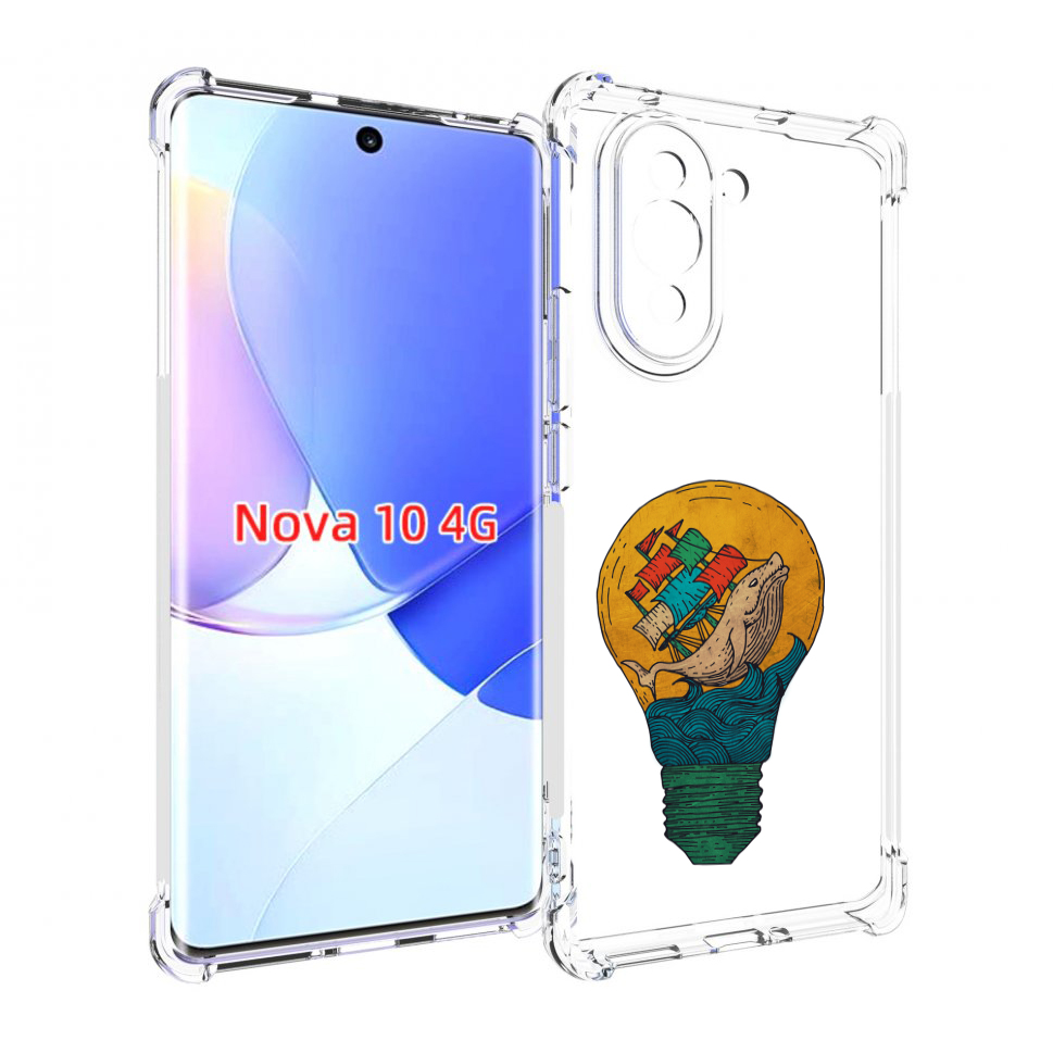 

Чехол MyPads кит в лампочке с парусами для Huawei Nova 10, Прозрачный, Tocco