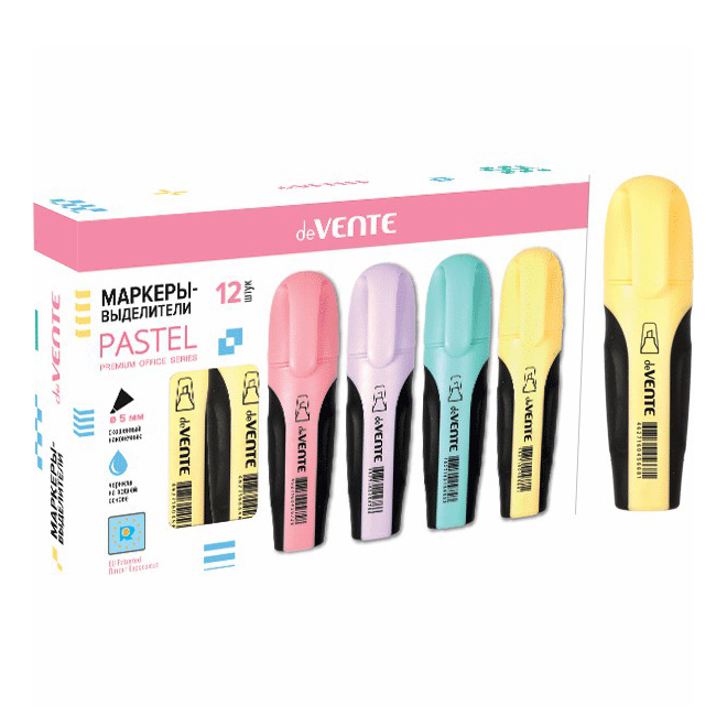 

Текстовыделитель deVente Pastel скошенный 5 мм желтый