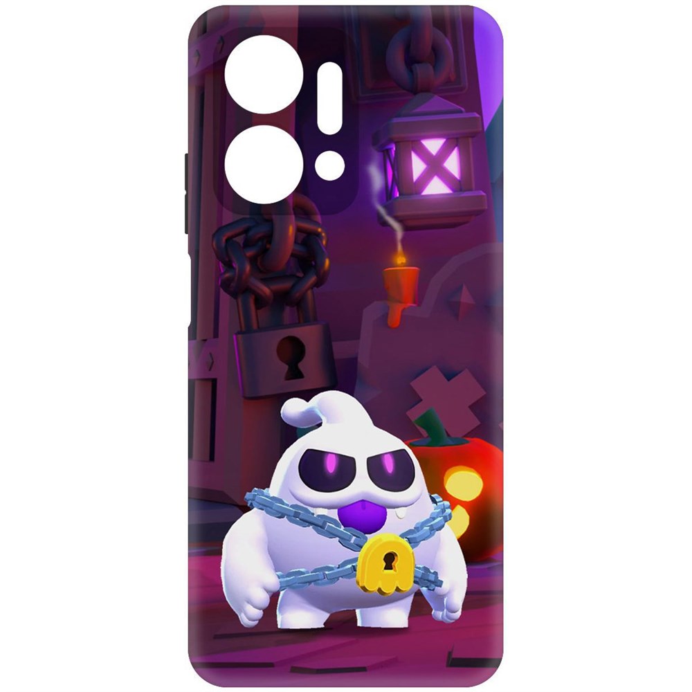 

Чехол-накладка Софт Brawl Stars - Призрак Скуик для Honor X7a, Черный