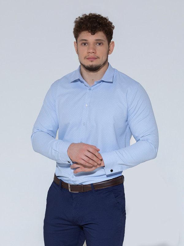 фото Рубашка мужская simple rh голубая 46 ru