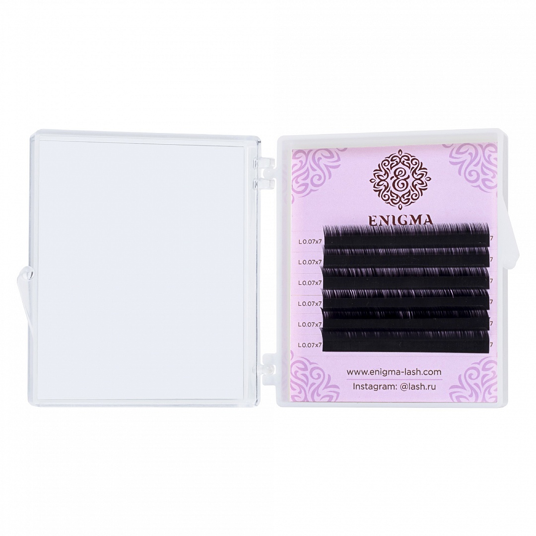 

Ресницы на ленте Enigma MINI, C, 0.07, 12 mm, 6 линий, Черный, LL511360