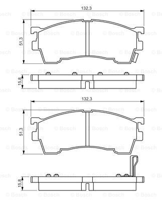 

Тормозные колодки Bosch передние для Mazda 323 1.6/1.9/2.0 98-04/ 626 1.9/2.0 986495265