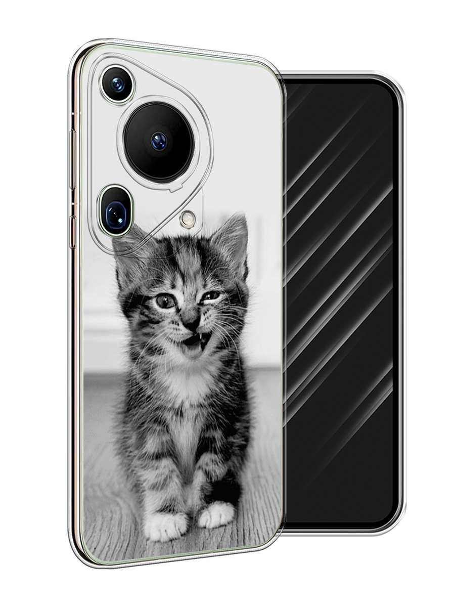 

Чехол Awog на Huawei Pura 70 Ultra "Подмигивающий котенок", Черный;серый, 6124550-1