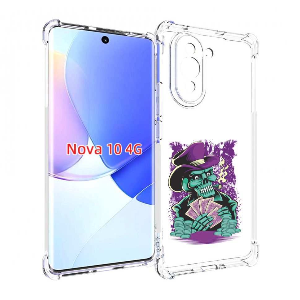 

Чехол MyPads зеленый череп с картами для Huawei Nova 10, Прозрачный, Tocco