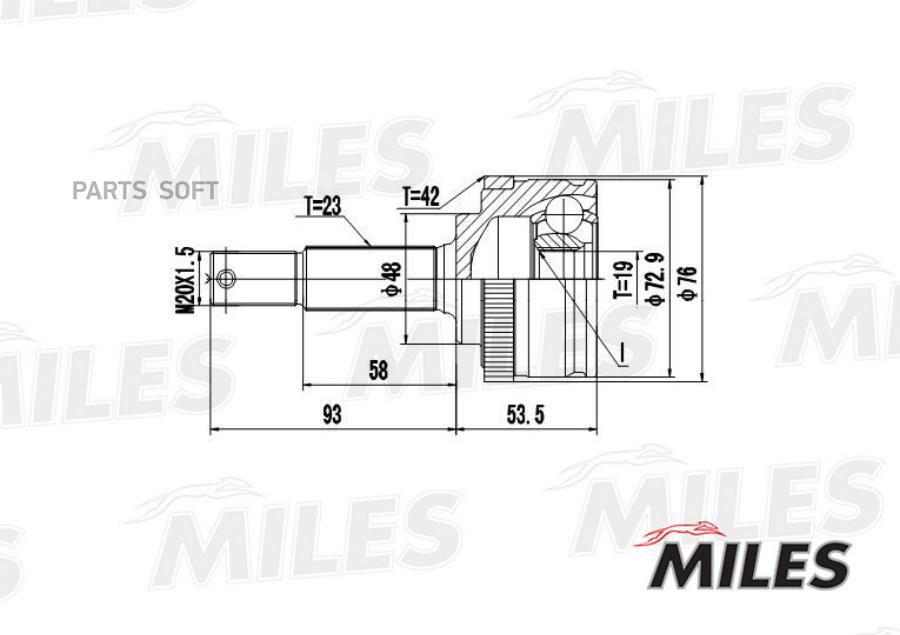 

MILES Шрус MILES ga20302 комплект