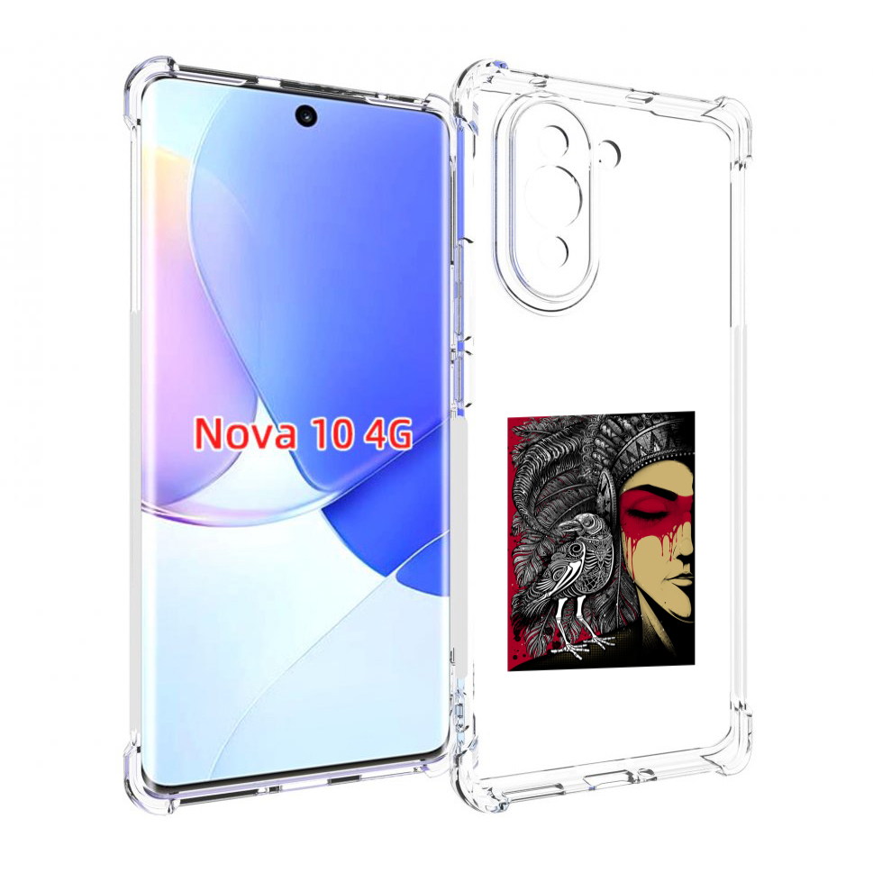 

Чехол MyPads девушка с вороном в абстракции для Huawei Nova 10, Прозрачный, Tocco