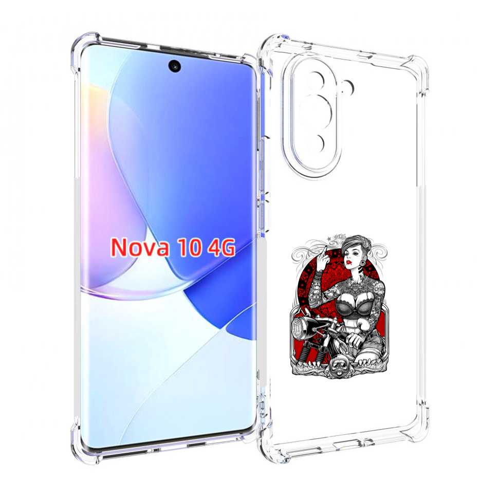 Чехол MyPads девушка на мотоцикле для Huawei Nova 10