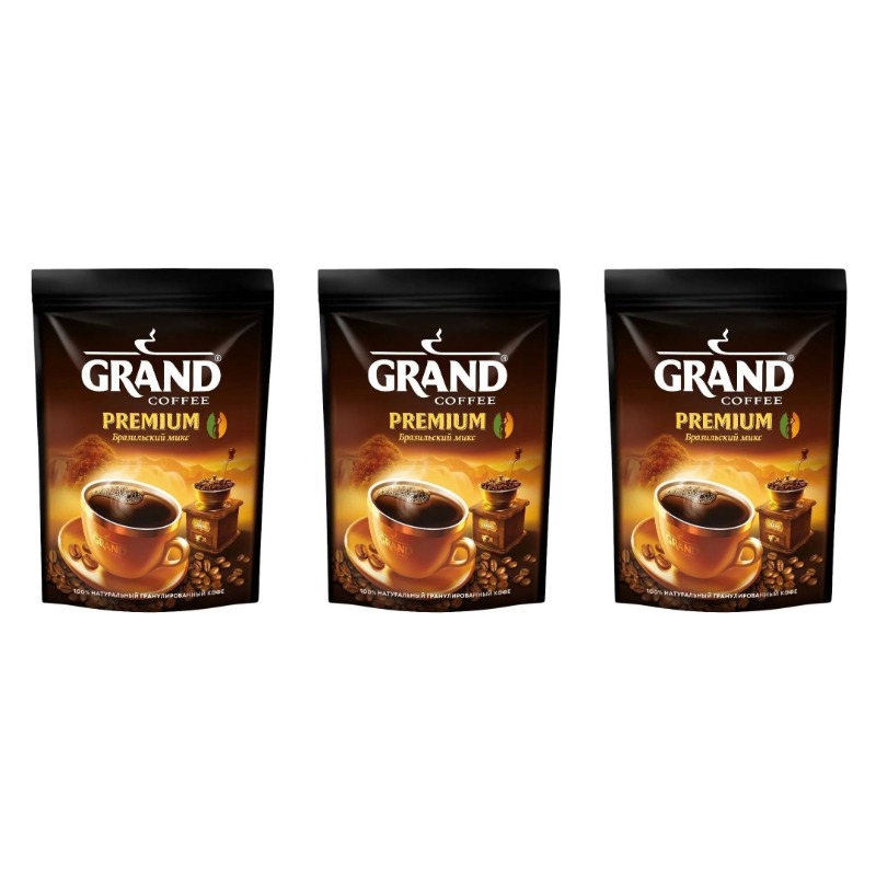 

Кофе растворимый GRAND Premium Бразильский микс, 75 г х 3 шт, Premium Бразильский микс