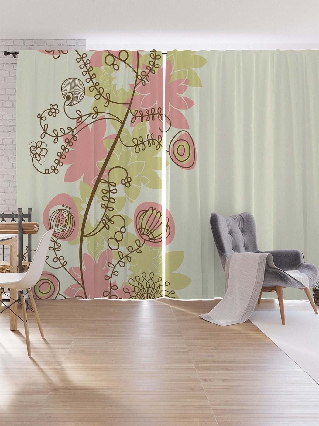 

Шторы под лён JoyArty "Простые линии цветов", серия Oxford DeLux, 340х265 см, Простые линии цветов