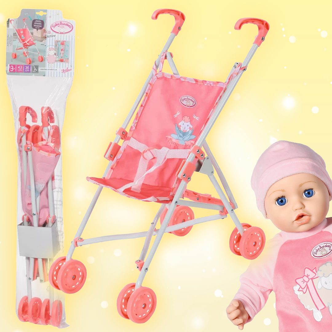 Коляска складная для кукол Baby Annabell розовая