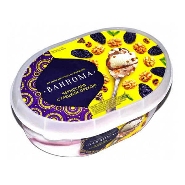 

Мороженое сливочное Bahroma с черносливом и грецким орехом БЗМЖ 450 г