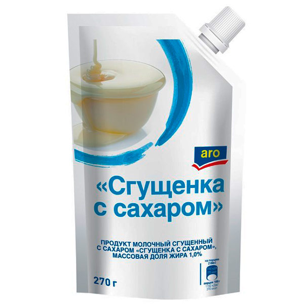 Сгущенный молокосодержащий продукт ARO с сахаром 85 СЗМЖ 12 кг 209₽