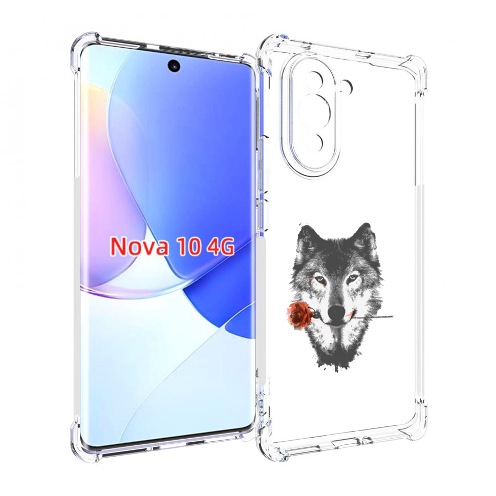 

Чехол MyPads волк с розой для Huawei Nova 10, Прозрачный, Tocco