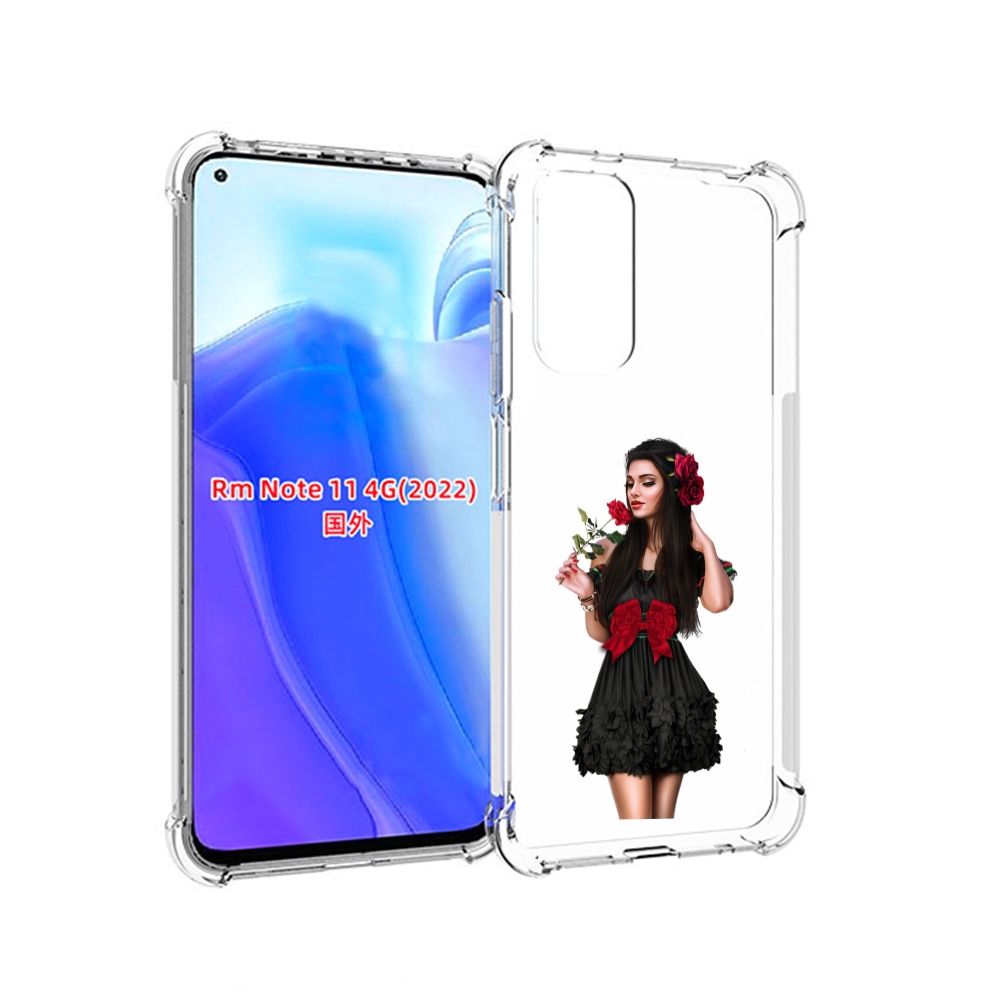 

Чехол MyPads девушка-в-черном-платье-с-розой женский для Xiaomi Redmi Note 11 4G ( Глоб, Tocco