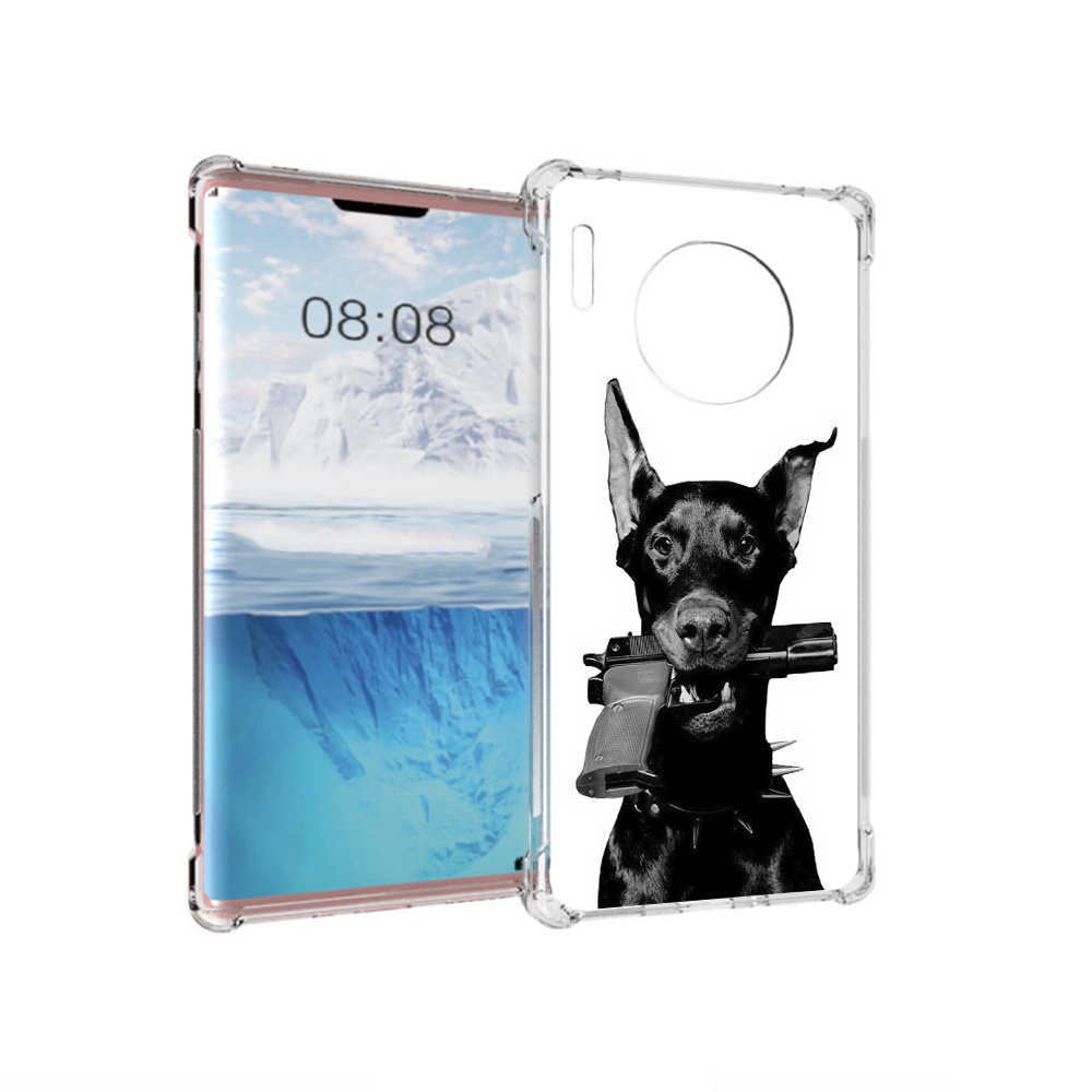 

Чехол MyPads Tocco для Huawei Mate 30 Pro доберман с пистолетом, Прозрачный, Tocco