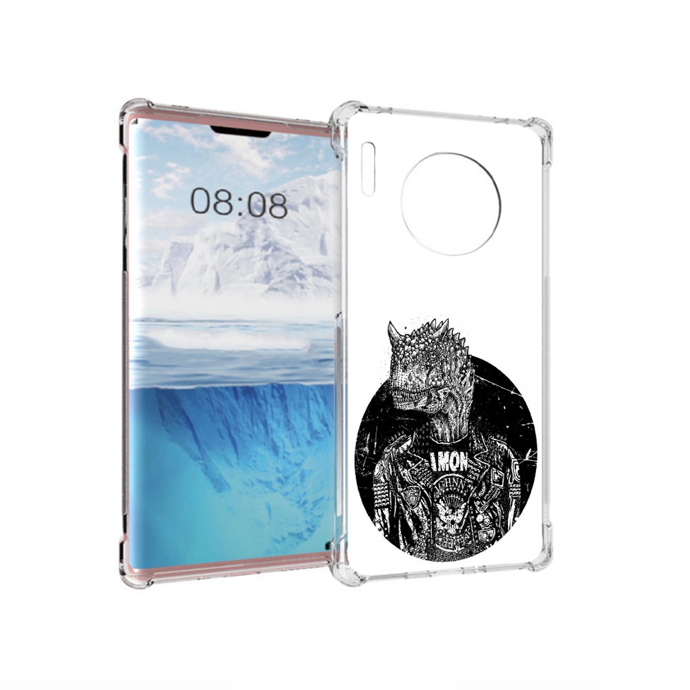 

Чехол MyPads Tocco для Huawei Mate 30 Pro динозавр в куртке, Прозрачный, Tocco