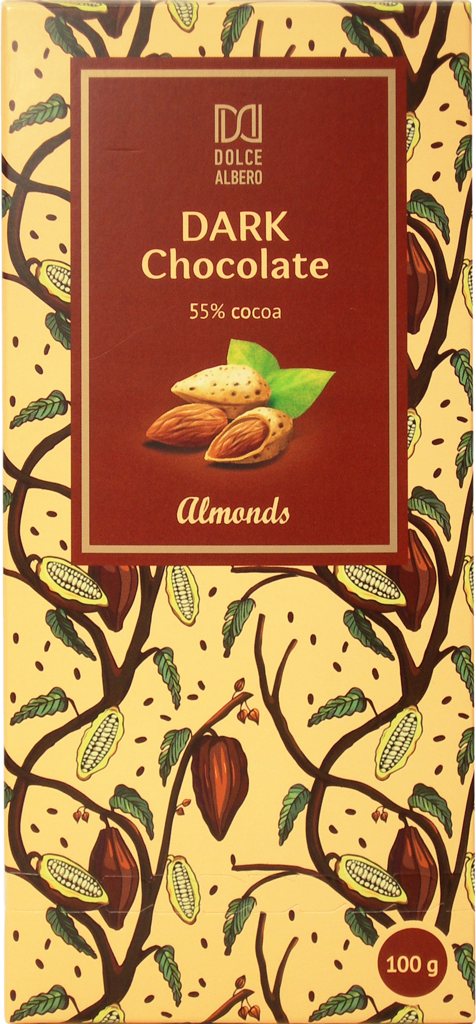 Шоколад Dolce Albero темный с миндалем 100 г