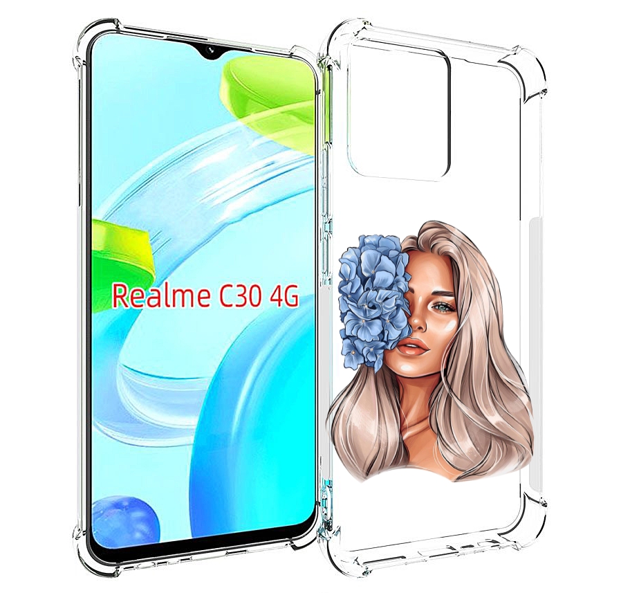 

Чехол MyPads блондинка-с-голубыми-цветами женский для Realme C30 4G / Narzo 50i Prime, Прозрачный, Tocco