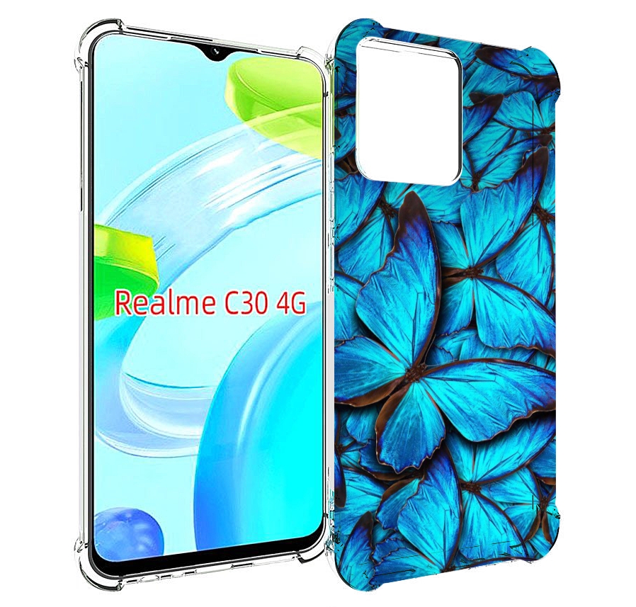 

Чехол MyPads бирюзовые бабочки для Realme C30 4G / Narzo 50i Prime, Прозрачный, Tocco