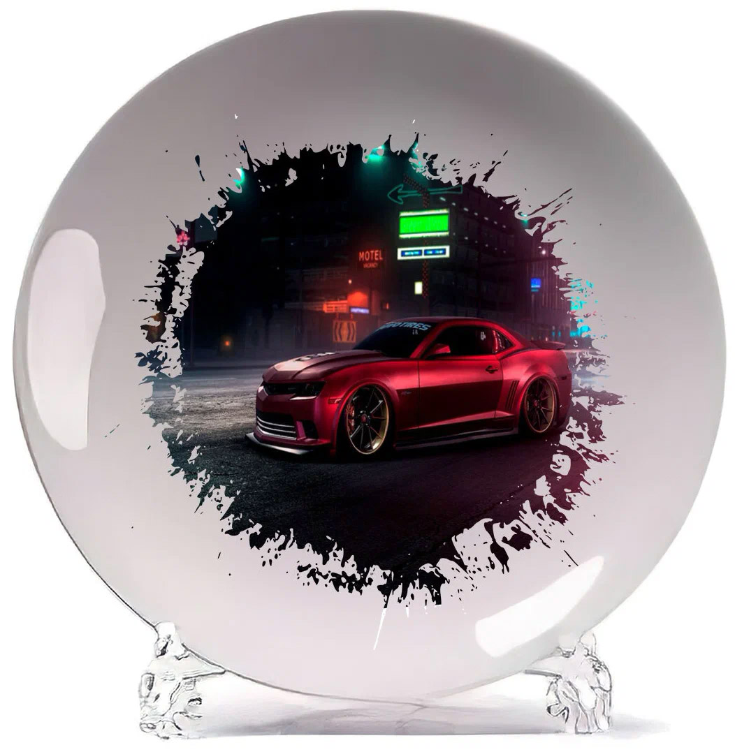 

Тарелка CoolPodarok Need for speed NFS Нед фор спид НФС (красная камаро)