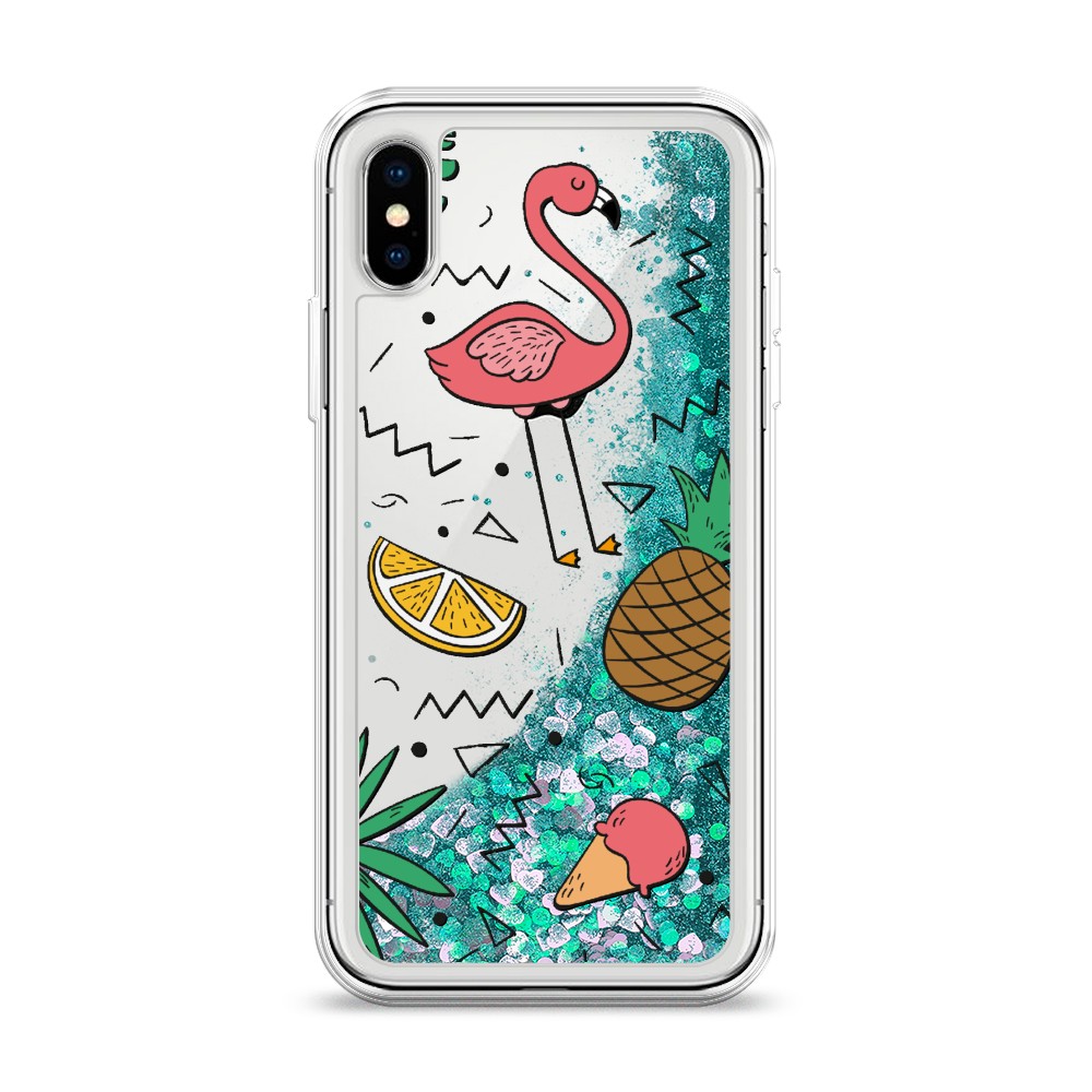 

Жидкий чехол с блестками "Гавайский фон" на Apple iPhone X (10), 11095-1