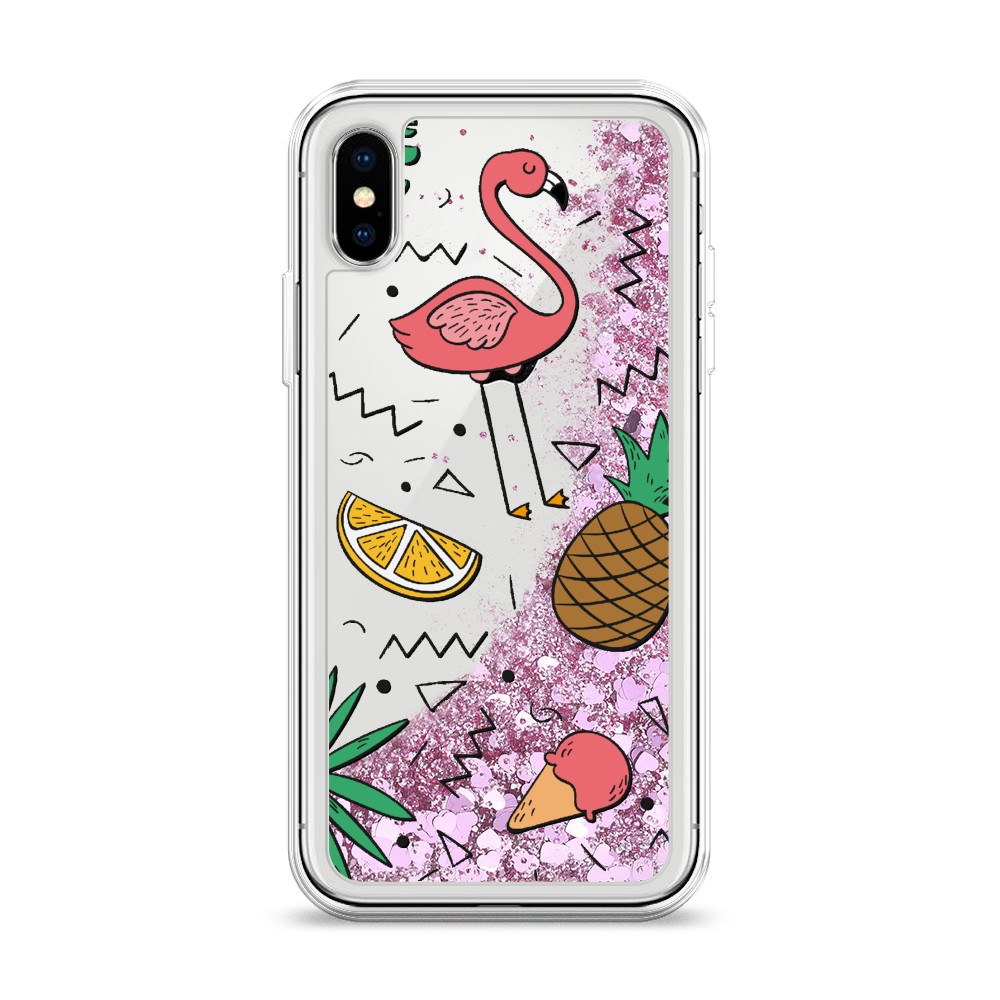 

Жидкий чехол с блестками "Гавайский фон" на Apple iPhone X (10), 11094-1