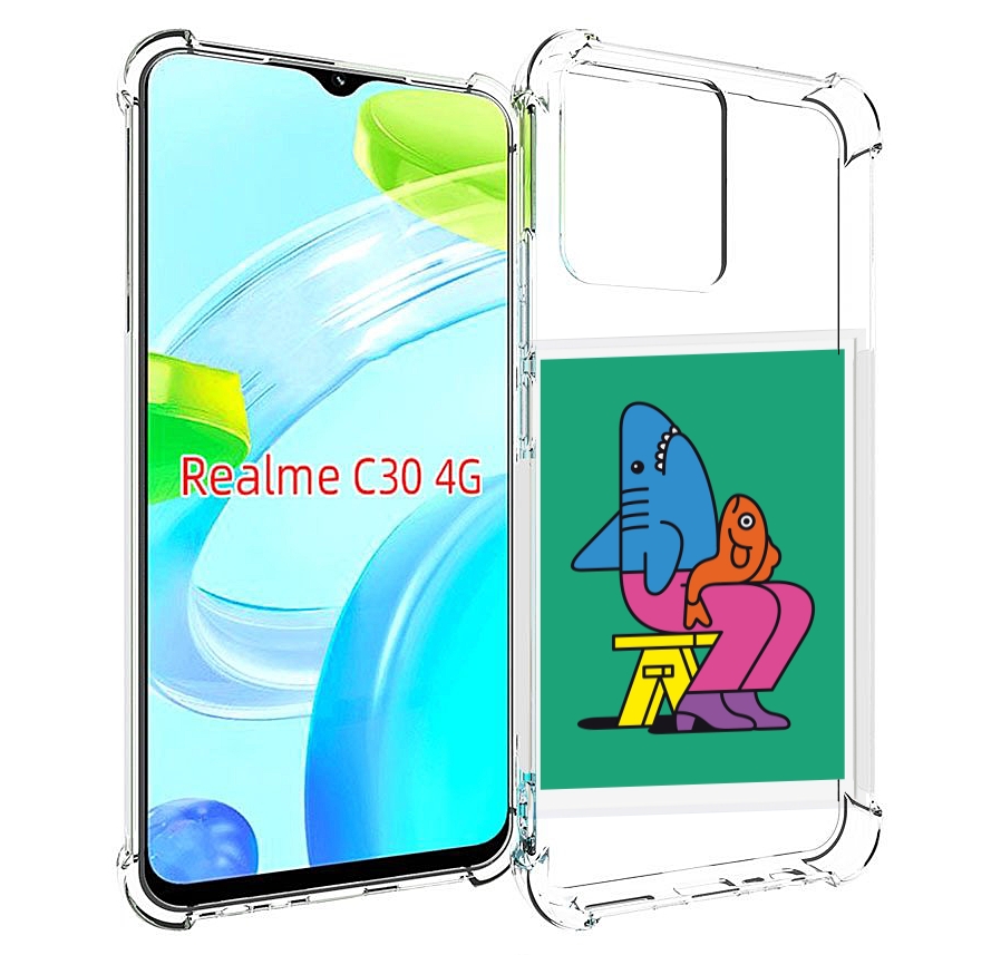 Чехол MyPads акула синяя в штанах для Realme C30 4G / Narzo 50i Prime