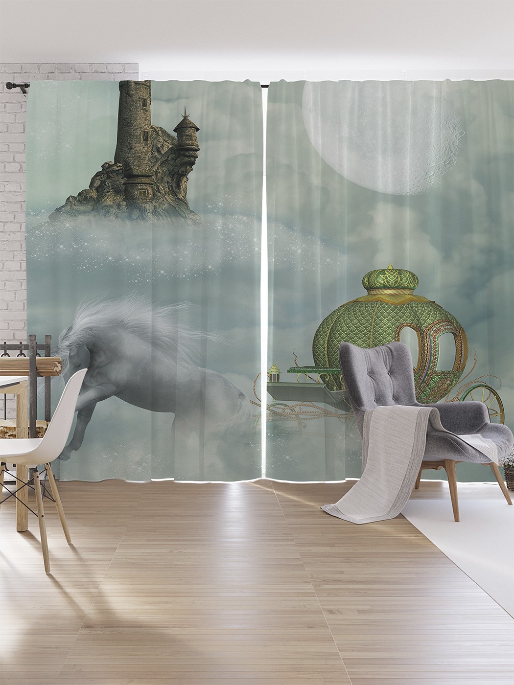 

Шторы под лён JoyArty "Карета в тумане", серия Oxford DeLux, 340х265 см, Карета в тумане