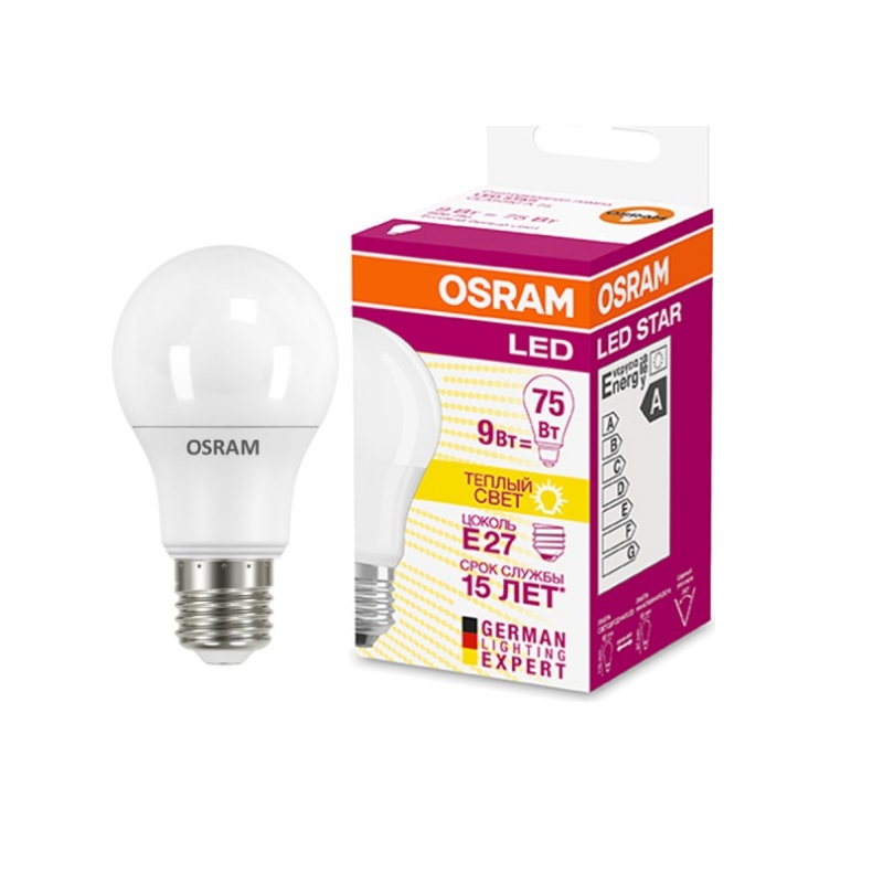 фото Лампа светодиодная osram ls cla75 9w/827 230vfr e27 4058075695740 nobrand