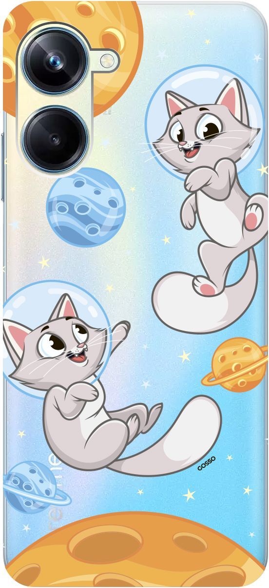 

Силиконовый чехол на Realme 10 Pro "CosmoCats" прозрачный, Прозрачный;оранжевый, 158599