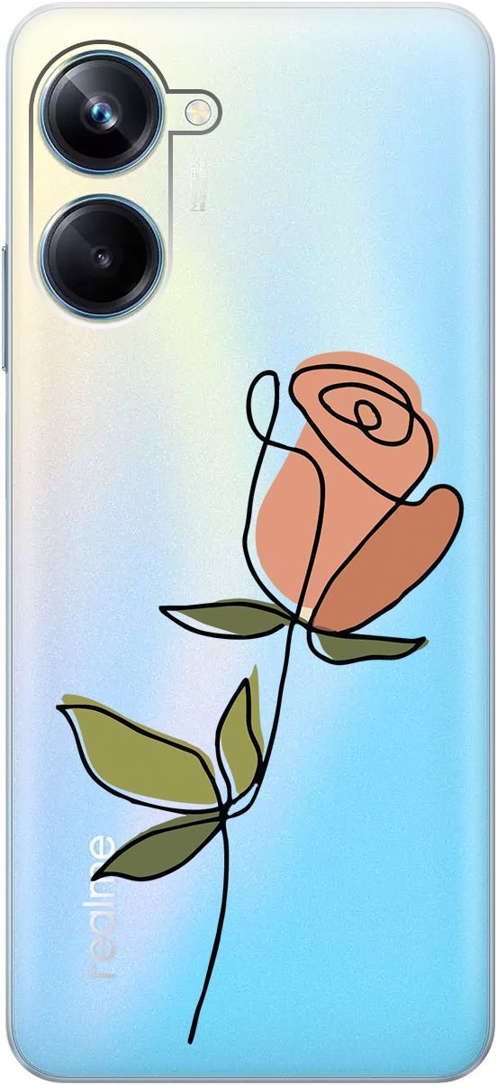 

Силиконовый чехол на Realme 10 Pro "Rose" прозрачный, Прозрачный;зеленый, 158598