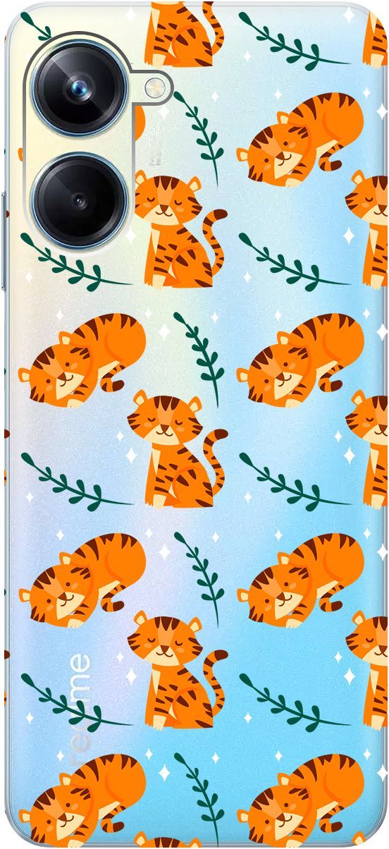

Силиконовый чехол на Realme 10 Pro "Tigers" прозрачный, Прозрачный;бежевый, 158598