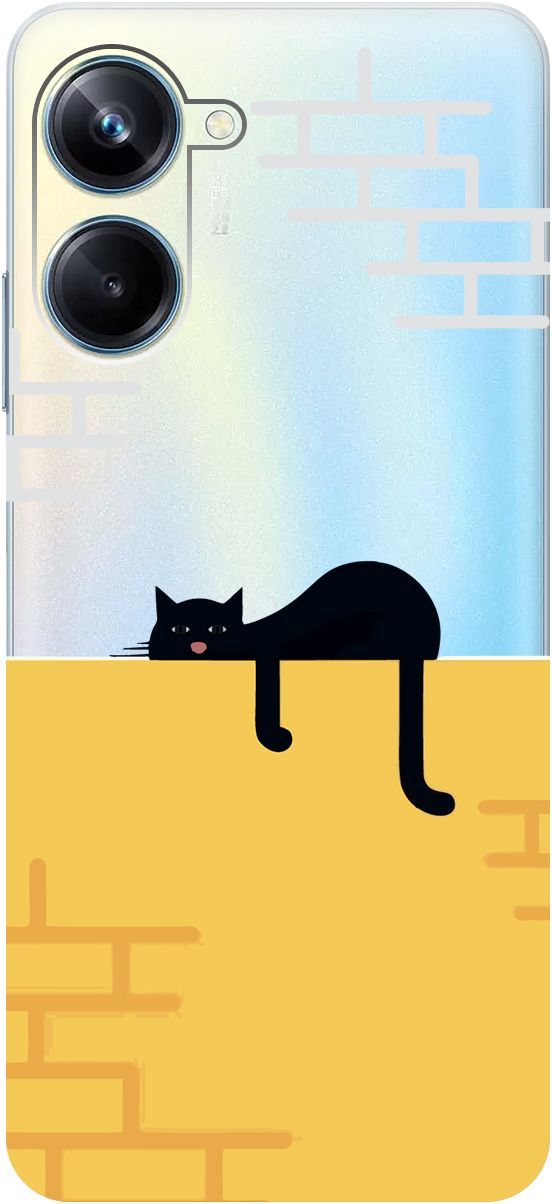 

Силиконовый чехол на Realme 10 Pro "Lazy Cat" прозрачный, Прозрачный;желтый, 158598