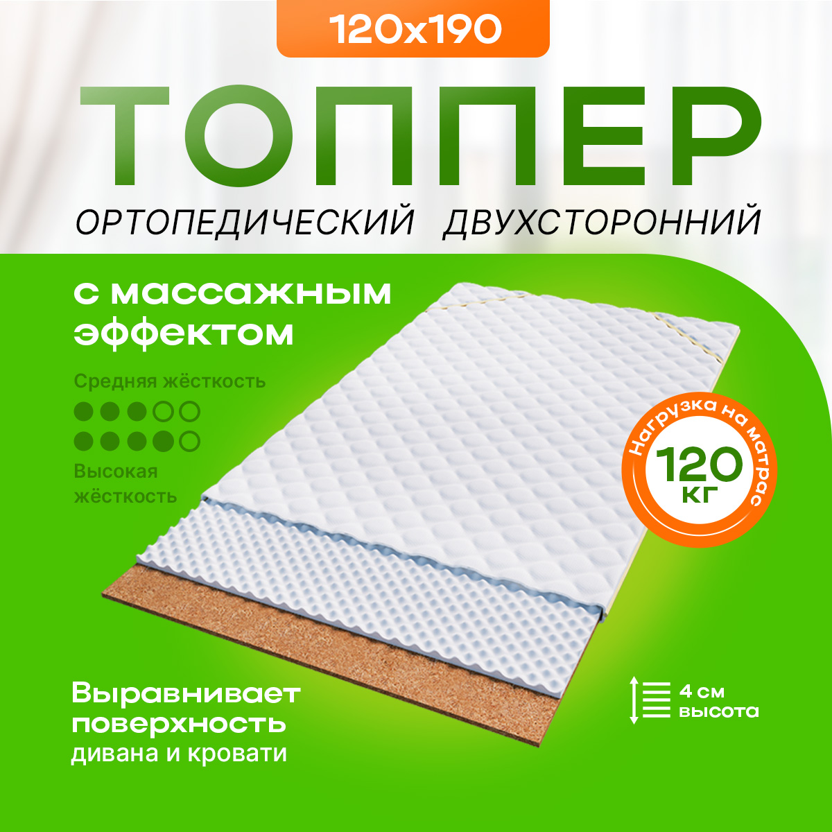 

Топпер Ecomfort Йога 120х190x3 см, Белый, Йога