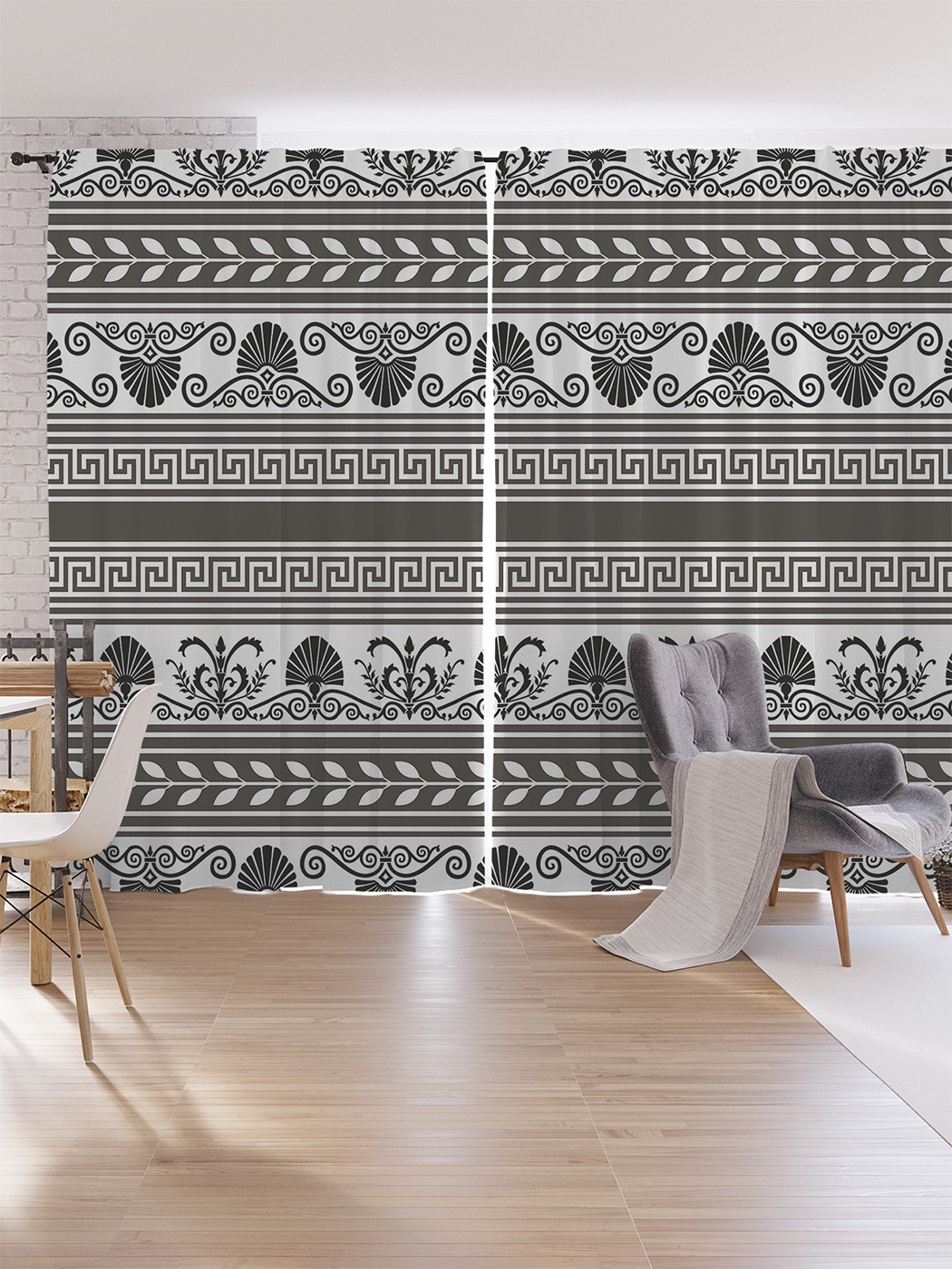 

Шторы под лён JoyArty "Монохромный этнос", серия Oxford DeLux, 340х265 см, Монохромный этнос